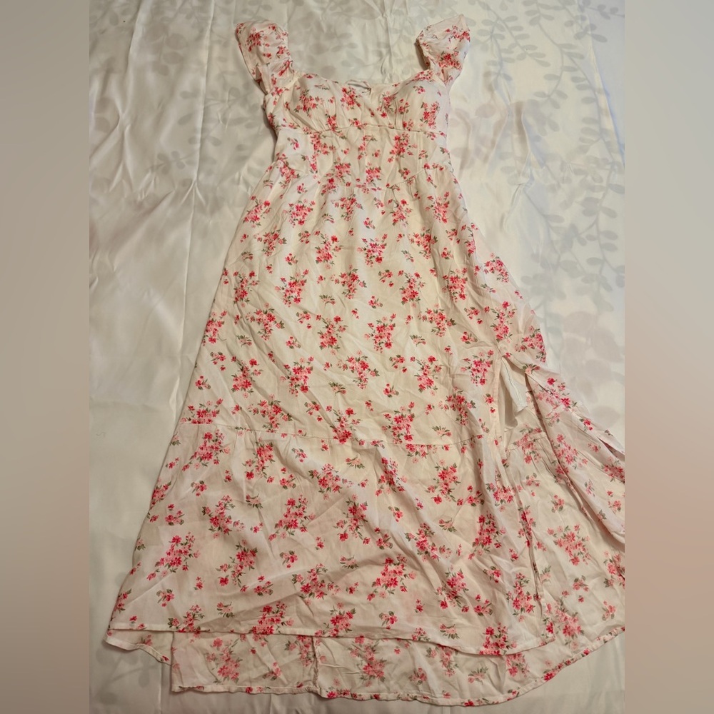 Hollister Cream and Pink Floral Maxi Dress - Picture 1 of 6